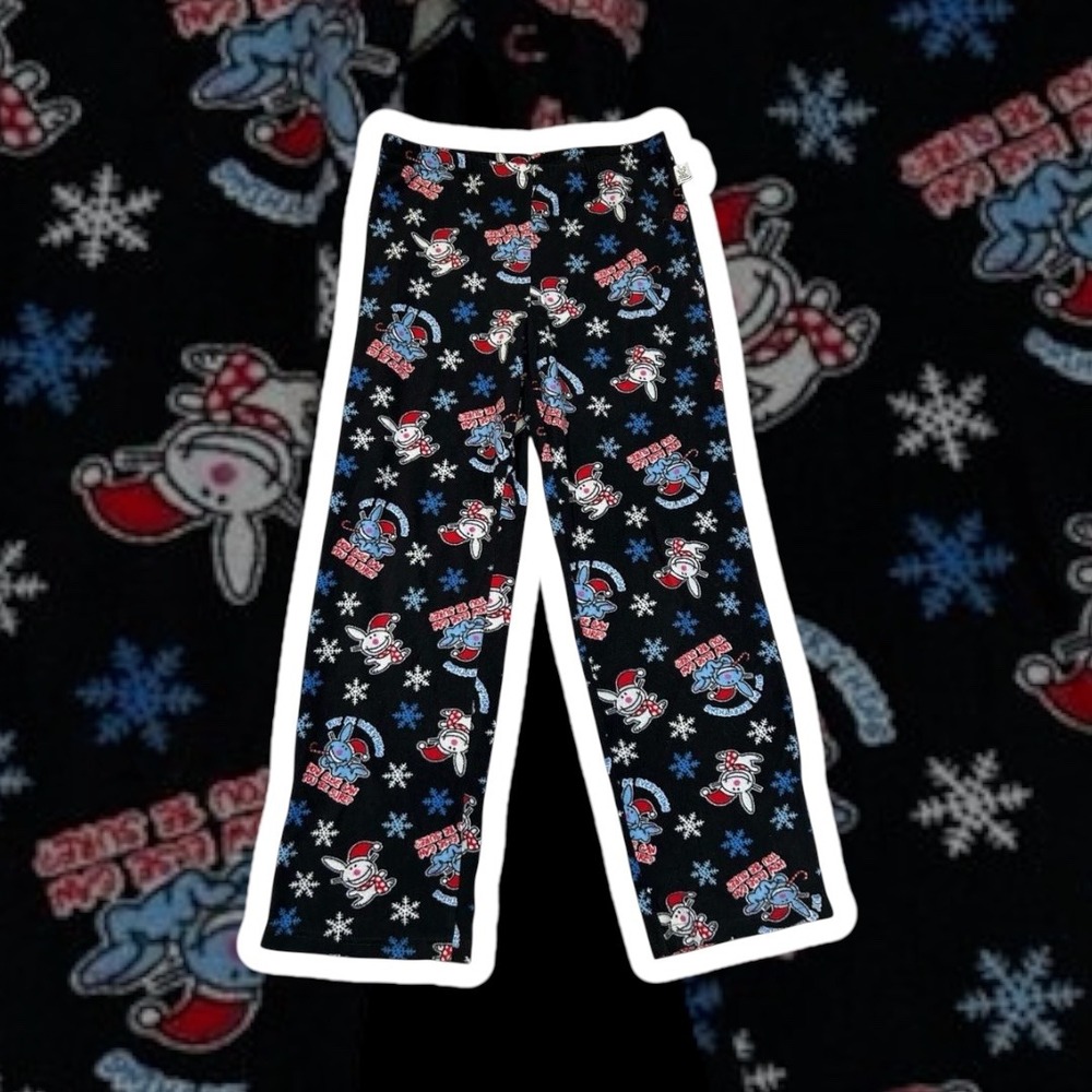 VTG Y2K It's Happy Bunny Jim Benton Christmas Holiday Graphic Pajama Pants‎ M